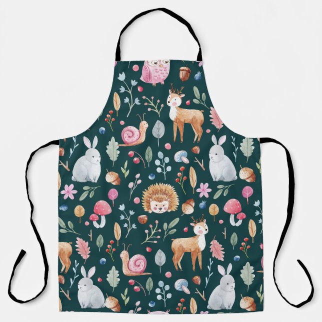 Watercolor Fairy Forest Children's Pattern Apron (Front)