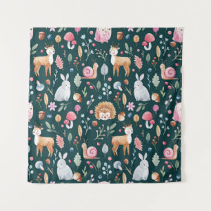 Watercolor Fairy Forest Children's Pattern Tapestry