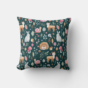 Watercolor Fairy Forest Children's Pattern Throw Pillow