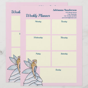 Watercolor Fairy Princess Fashion Weekly Planner Letterhead