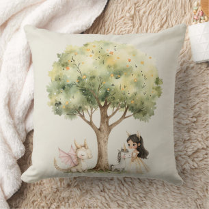 Watercolor Fairytale Princess Whimsical Throw Pillow