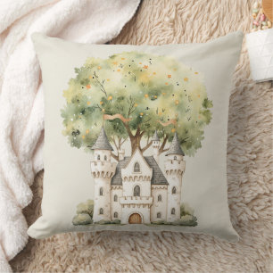 Watercolor Fairytale Princess Whimsical Throw Pillow