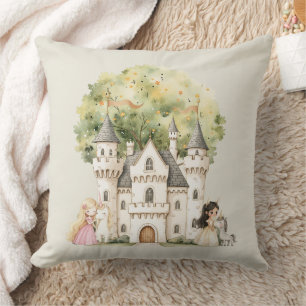 Watercolor Fairytale Princess Whimsical Throw Pillow