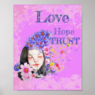 watercolor faith hope trust poster