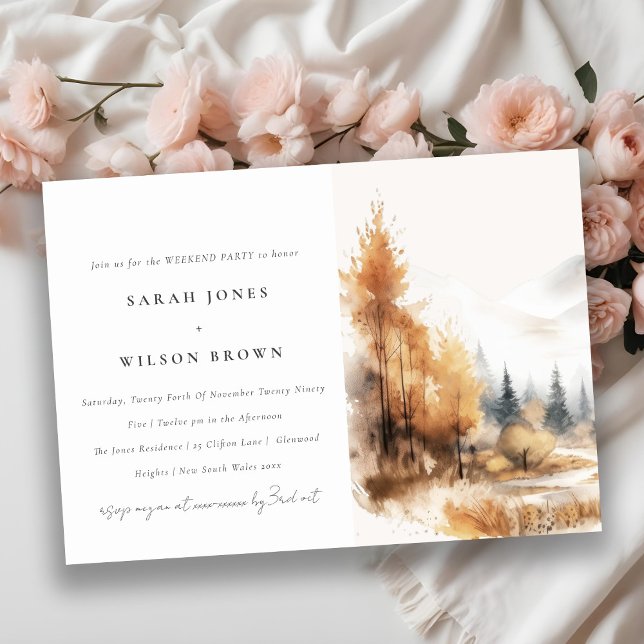 Watercolor Fall Autumn Landscape Weekend Party Invitation (Creator Uploaded)