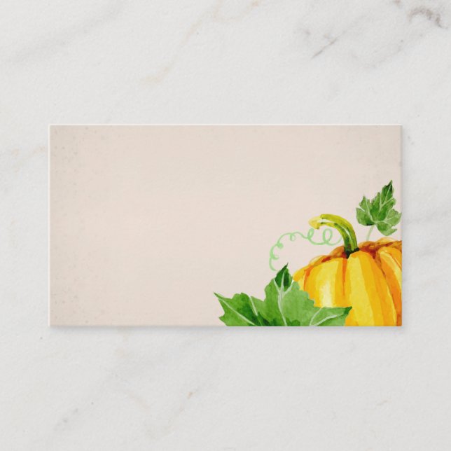 Watercolor Fall Autumn Thanksgiving Pumpkin Place Card (Front)