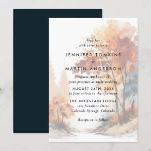 Watercolor Fall Autumn Tree Wedding Invitation