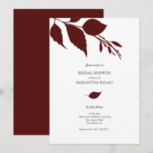 Watercolor Fall Burgundy Bridal Shower Invitation