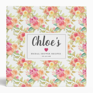 Watercolor Fall Colour Roses Bridal Shower Binder