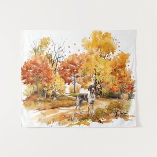 Watercolor Fall Dog Design- German Pointer Tapestry
