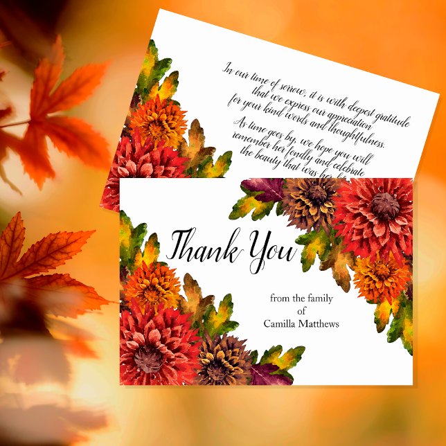 Watercolor Fall Floral Bereavement Thank You Card (Watercolor Fall Floral Bereavement Thank You Card)