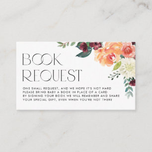 Watercolor Fall Floral Bouquet Book Request Enclosure Card