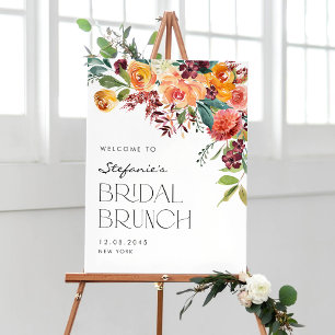 Watercolor Fall Floral Bouquet Bridal Brunch Poster