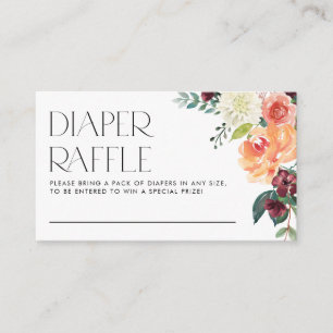 Watercolor Fall Floral Bouquet Diaper Raffle Enclosure Card