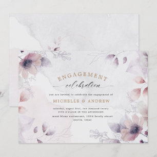 watercolor fall floral engagement invitation