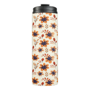 Watercolor Fall Floral Seamless Pattern Thermal Tumbler