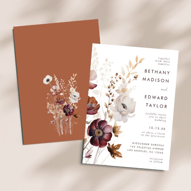 Watercolor Fall Floral Wedding Invitation (Creator Uploaded)