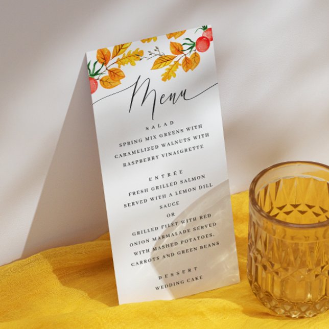Watercolor fall floral wedding. Woodland autumn Menu (Creator Uploaded)