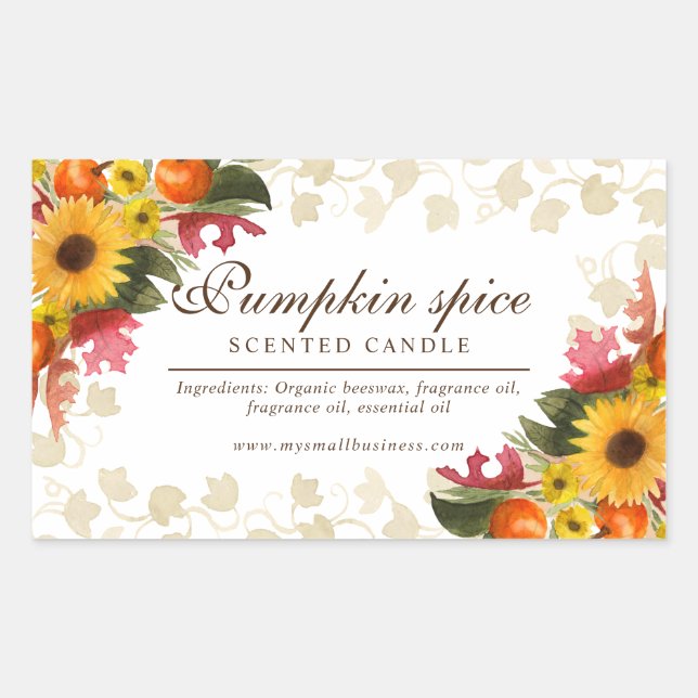 watercolor fall flower autumn candle pumpkin spice sticker (Front)