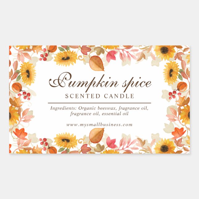 watercolor fall flowers autumn candle product sticker (Front)