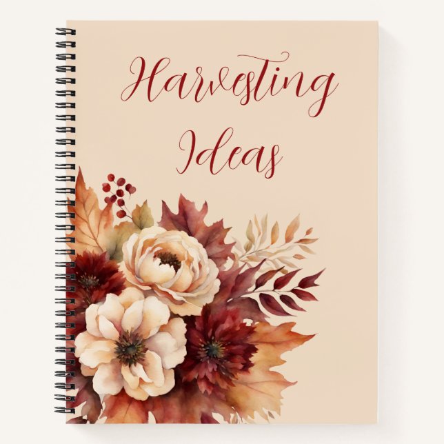 Watercolor Fall Flowers- Notebook (Front)