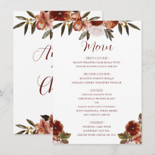 WATERCOLOR FALL FLOWERS WEDDING  MENU