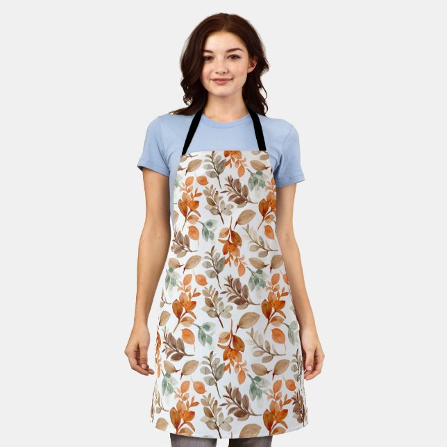 Watercolor Fall Foliage Apron (Worn)