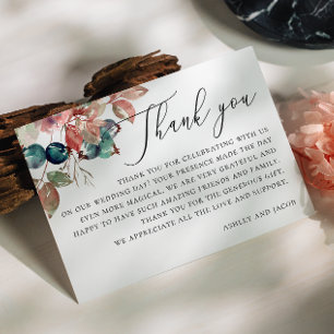 Watercolor Fall Foliage   Botanical Wedding Leaves Thank You Card