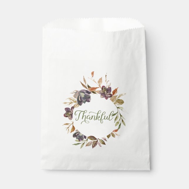 Watercolor Fall Foliage Succulent Favour Bags (Front)