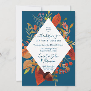 Watercolor Fall Foliage Thanksgiving Invitation