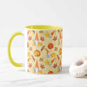 Watercolor Fall Gnomes, Pumpkins And Leaves Combo Mug