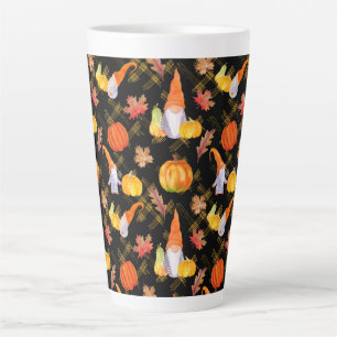 Watercolor Fall Gnomes, Pumpkins And Leaves Latte Mug