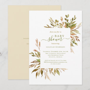 Watercolor Fall Greenery Baby Shower  Invitation