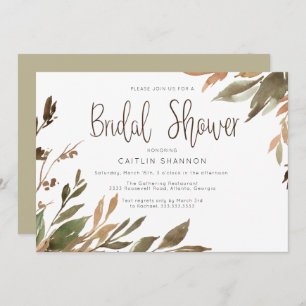 Watercolor Fall Greenery Bridal Shower Invitation
