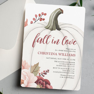 Watercolor Fall in Love Pumpkin Bridal Shower Invitation