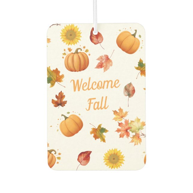 Watercolor Fall Leaves and Pumpkins Air Freshener (Front)