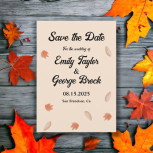 Watercolor Fall Leaves Beige Fall Floral Wedding Save The Date