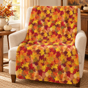 Watercolor Fall Leaves - Vintage Autumn Pattern  Sherpa Blanket