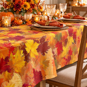 Watercolor Fall Leaves - Vintage Autumn Pattern Tablecloth