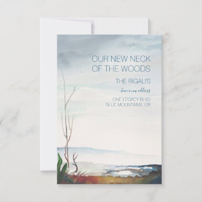 Watercolor Fall Mountains Moving Announcement (Front)