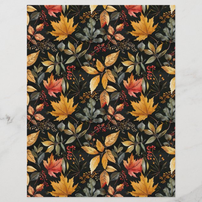 watercolor fall pattern scrapbook paper (Front)
