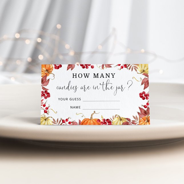 Watercolor fall pumpkin how many candies enclosure card (Creator Uploaded)