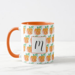Watercolor Fall Pumpkins Orange Initial Name Mug