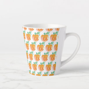 Watercolor Fall Pumpkins Orange Pattern  Latte Mug