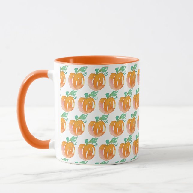 Watercolor Fall Pumpkins Orange Pattern Mug (Left)