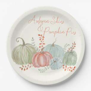 Watercolor Fall Pumpkins Paper Plate