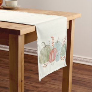 Watercolor Fall Pumpkins  Short Table Runner