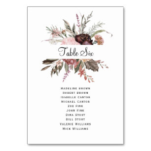 Watercolor Fall Wildflower Seating Chart Table Number
