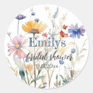 Watercolor Fall Wildflowers Bridal Shower Sticker
