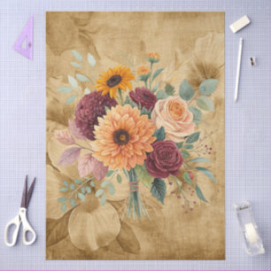 Watercolor Fall Wildflowers on Parchment Tissue Paper
